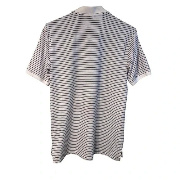 Polo Ralph Lauren Performance Boys L 14-16 White Navy Striped Short Sleeve Polo - Picture 4 of 11